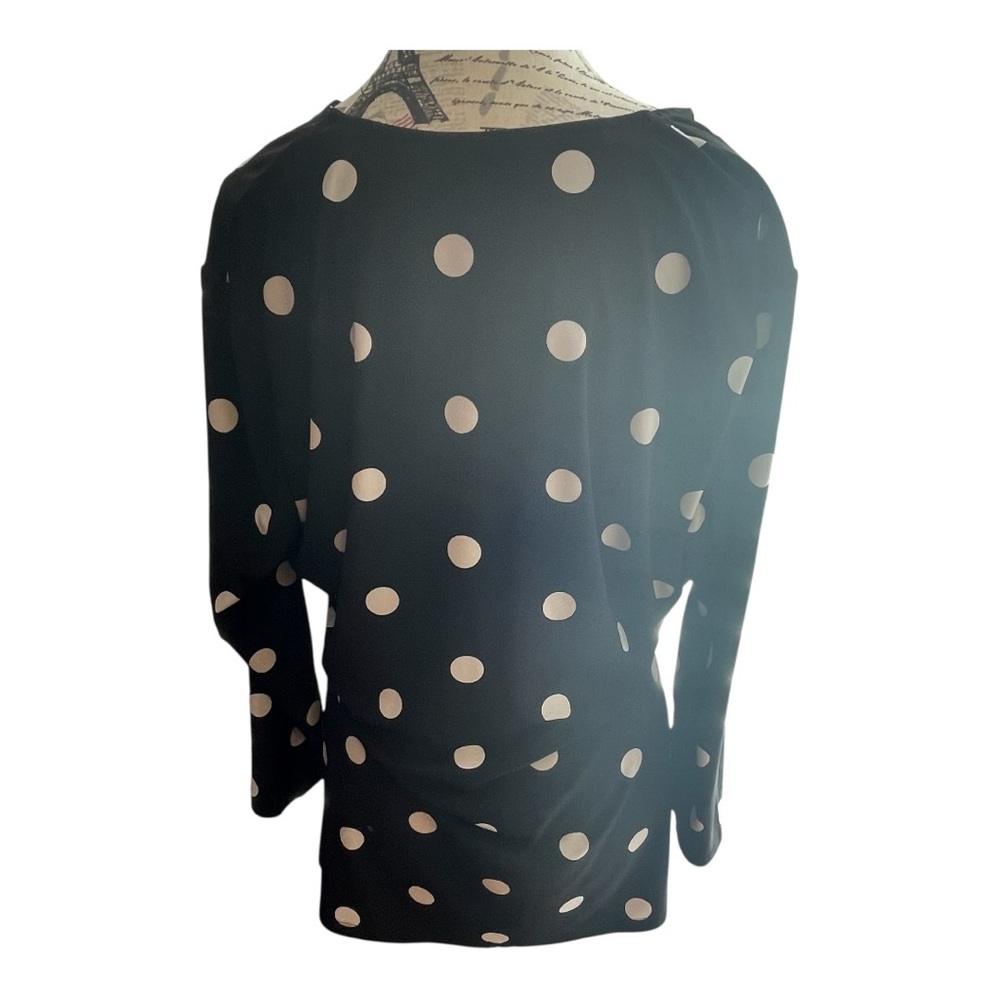 Anne Klein Black and White Polka Dot Blouse - Picture 3 of 6